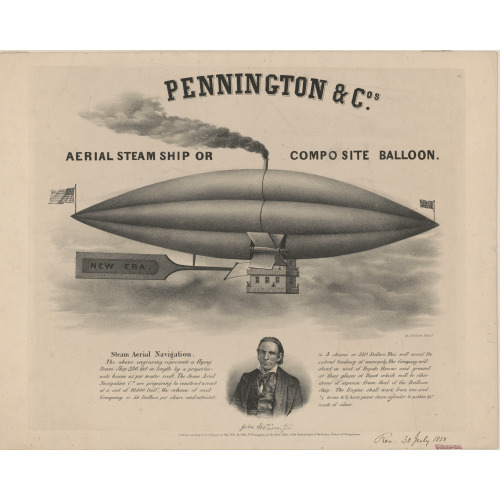 Pennington & Cos. Aerial Steam Ship Or Composite Ballon, 1850