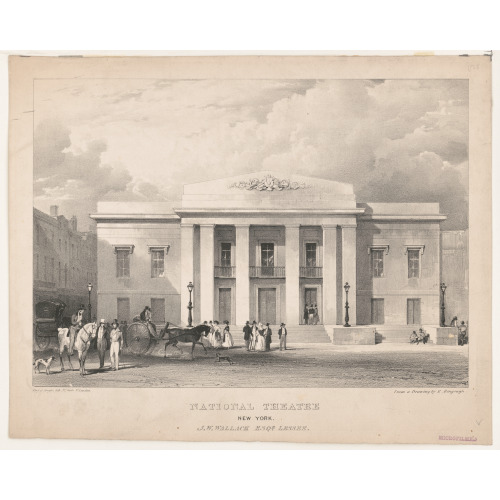 National Theatre, New York. J.W. Wallack, Esqr., Lessee, circa 1840