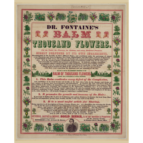 Dr. Fontain's Balm Of Thousand Flowers, 1846