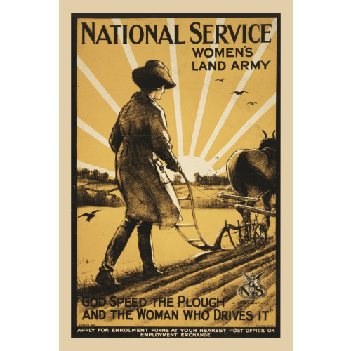 National Service Women's Land Army--God Speed The Plough...