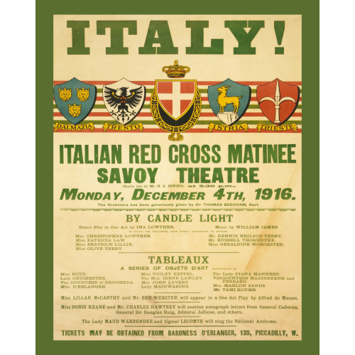 Italy--Italian Red Cross Matinee, Savoy Theatre, 1916