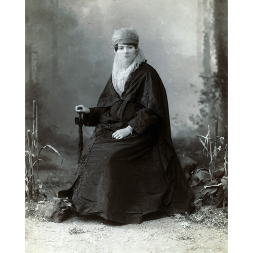 Turkish Woman, Full-Length Portrait, Seated, Facing Front, Holding Parasol, circa 1880