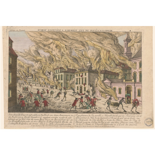 Representation Du Feu Terrible A Nouvelle Yorck, circa 1778