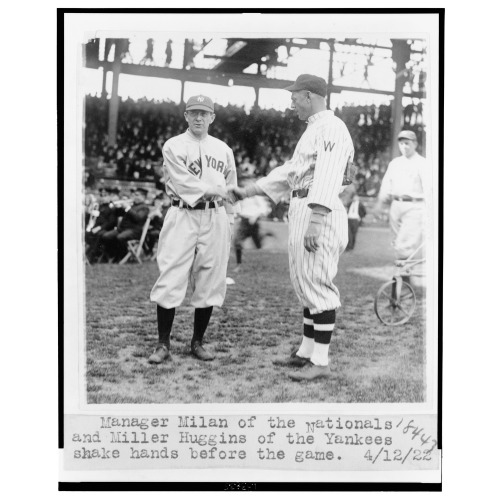 Manager Milan Of The Nationals And Miller Huggins Of The Yankees Shake Hands Before The Game, 1922