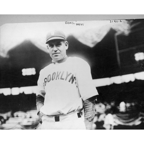 Steve (Louis Richard) Evans, Brooklyn (Federal League) Baseball Player, Half-Length Portrait...
