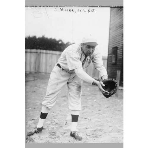 John Barney Dots Miller, St. Louis Cardinals Baseball Player, Standing In Position As 1st...