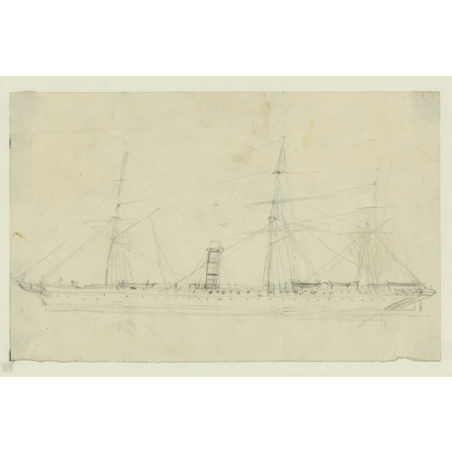 Steamship With Three Masts, circa 1860