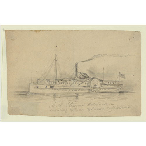 U.S. Steamer Adelaide, Which Plys Sic Between Baltimore & Fort Monroe, circa 1860