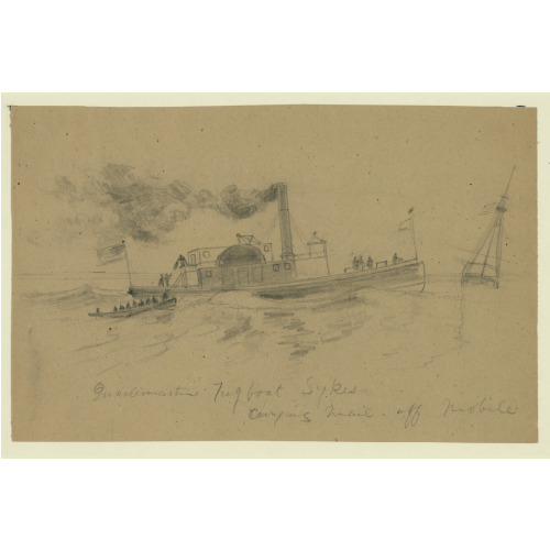 Quartermasters Tugboat Sykes, Carrying Mail Off Mobile, circa 1860