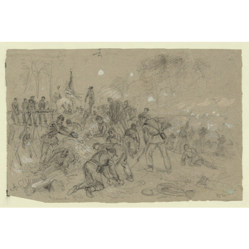 On Hancocks Front-- The Soldiers Having No Picks And Shovels Used Bayonets, Tin Pans, Old...