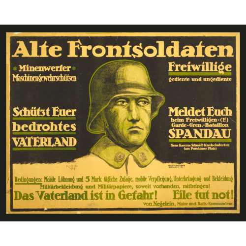 Alte Frontsoldaten Das Vaterland Is In Gefahr! Eile Tut Not!, 1919