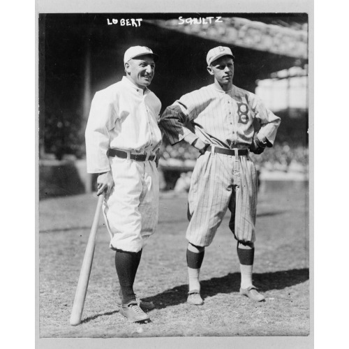 Baseball Players Hans Lobert Of The New York Giants (Left) And Joe Schultz, Sr. Of The Brooklyn...
