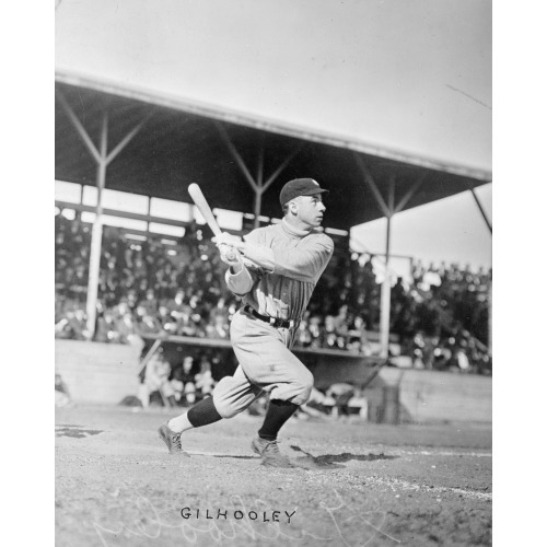 Frank Gilhooley, Baseball Player With The New York Yankees, Swings His Bat At Home Plate, 1913