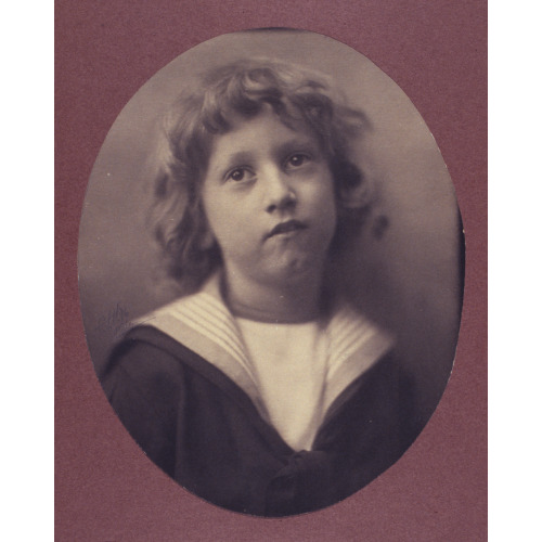 Boy Wearing A Middy Blouse, Facing Front, Head-And-Shoulders Portrait, 1900