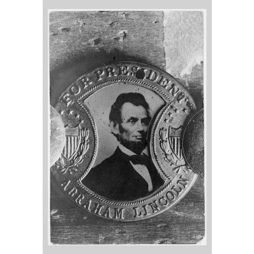 Photo of Campaign Button with Portrait of Abraham Lincoln