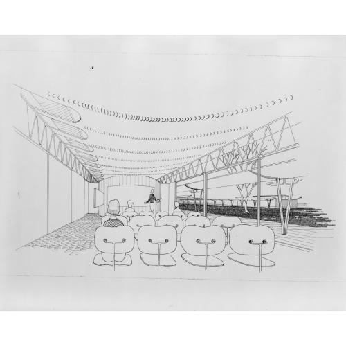 Experimental School. Interior Perspective. Rendering, 1955