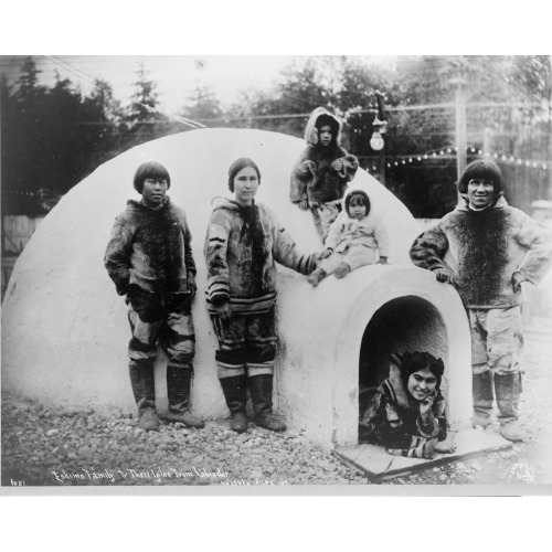 Eskimo Family And Their Igloo From Labrador, Seattle, A.Y.P.E., 1909