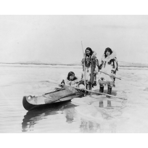 Mrs. Kleinschmidt With Two Eskimo Girls On A Hunt, 1924