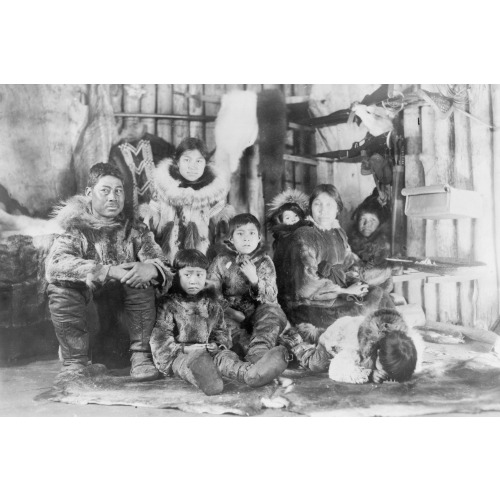 Eskimo Family In Their Winter Igloo, 1924
