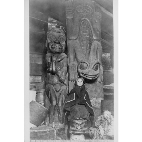 Old Totem Poles In Chief's House, 1895