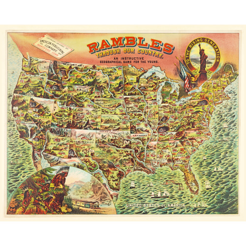 Rambles Through Our Country - United States Map, 1890