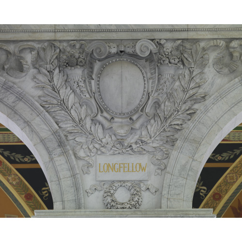 Great Hall. Cartouche Of Longfellow. Library Of Congress Thomas Jefferson Building, Washington...