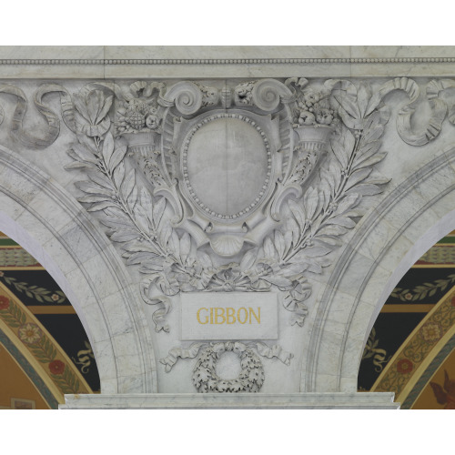 Great Hall. Cartouche Of Gibbon. Library Of Congress Thomas Jefferson Building, Washington...