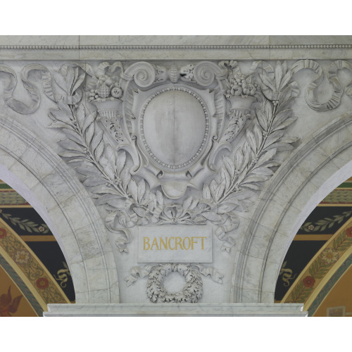 Great Hall. Cartouche Of Bancroft. Library Of Congress Thomas Jefferson Building, Washington...