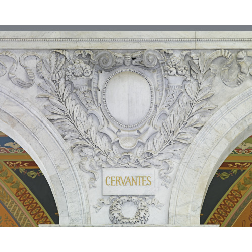 Great Hall. Cartouche Of Cervantes. Library Of Congress Thomas Jefferson Building, Washington...