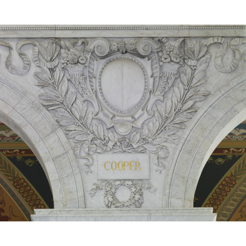 Great Hall. Cartouche Of Cooper. Library Of Congress Thomas Jefferson Building, Washington...