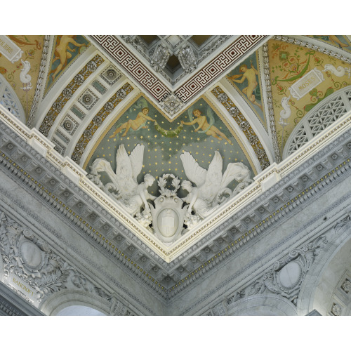 Great Hall. View Of Ceiling, Displaying Sculpture, Painting And Aluminum Plating. Library Of...