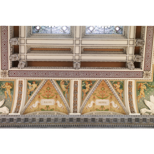 Great Hall. Detail Of Ceiling And Cove Showing Bacon And Aristotle Plaques. Library Of Congress...