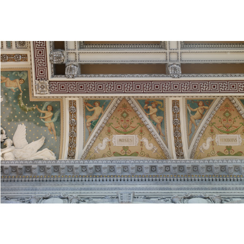 Great Hall. Detail Of Ceiling And Cove Showing Moses And Herodotus Plaques. Library Of Congress...