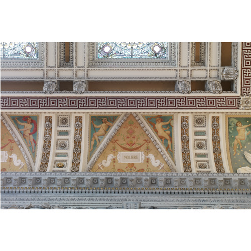 Great Hall. Detail Of Ceiling And Cove Showing Moliere Plaque. Library Of Congress Thomas...