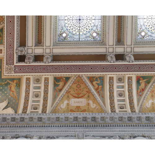 Great Hall. Detail Of Ceiling And Cove Showing Dante Plaque. Library Of Congress Thomas...