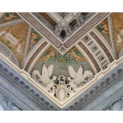 Great Hall. Detail Of Ceiling And Cove Showing Sculpture Of Two Female Half-Figures. Library Of...