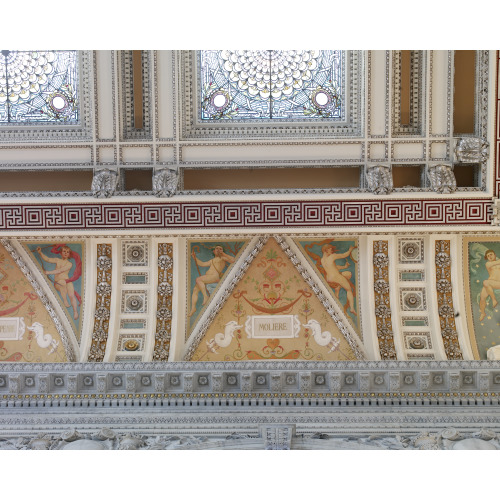 Great Hall. Detail Of Ceiling And Cove Showing Moliere Plaque. Library Of Congress Thomas...