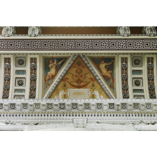 Great Hall. Detail Of Ceiling And Cove Showing Milton Plaque. Library Of Congress Thomas...