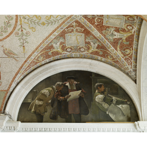 East Corridor, Great Hall. Printing Press Mural In Evolution Of The Book Series, John W...