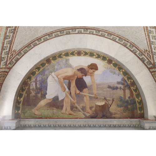 North Corridor, Great Hall. Labor Mural In Lunette From The Family And Education Series By...