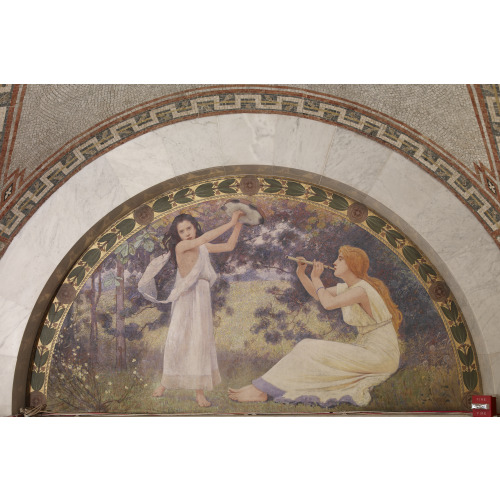 North Corridor, Great Hall. Recreation Mural In Lunette From The Family And Education Series By...