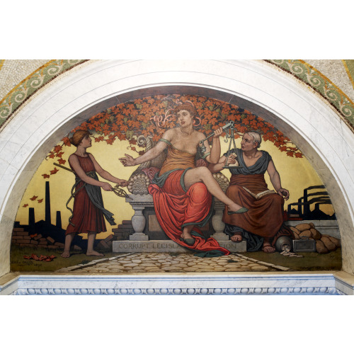 Lobby To Main Reading Room. Corrupt Legislation Mural By Elihu Vedder. Library Of Congress...