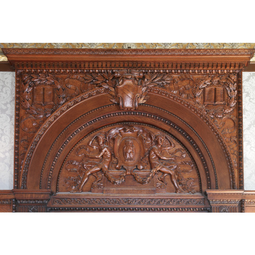 House Members Room. Oak Tympanum Above Door By Charles H. Niehaus Showing A Cartouche Bearing An...