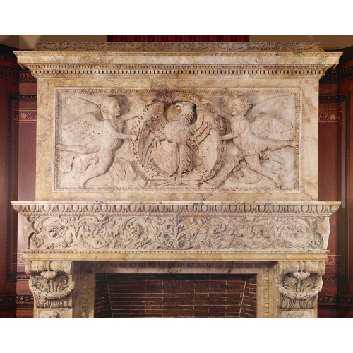 Senate Members Room. Carved Siena Marble Mantel And Cornice Of The Fireplace. Library Of...