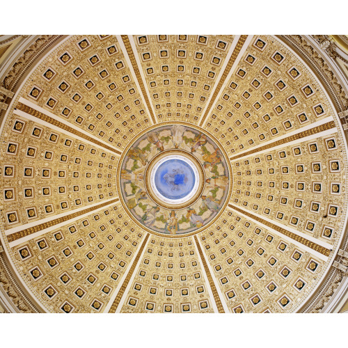 Main Reading Room. Interior Of Dome. Library Of Congress Thomas Jefferson Building, Washington...