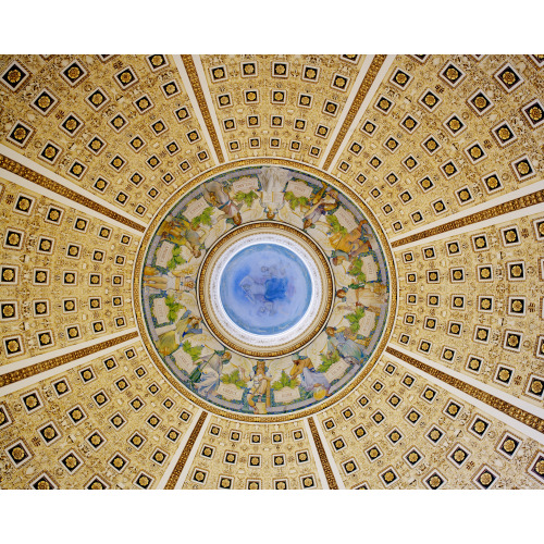 Main Reading Room. Interior Of Dome. Library Of Congress Thomas Jefferson Building, Washington...