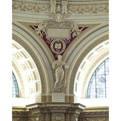 Main Reading Room. View Of Statue Of Science By John Donoghue On The Column Entablature Between...