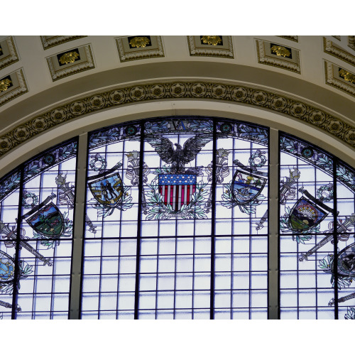 Main Reading Room. Detail Of Stained Glass Window Inside Alcove. Library Of Congress Thomas...