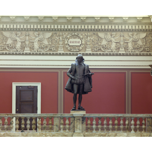 Main Reading Room. Portrait Statue Of Shakespeare Along The Balustrade. Library Of Congress...