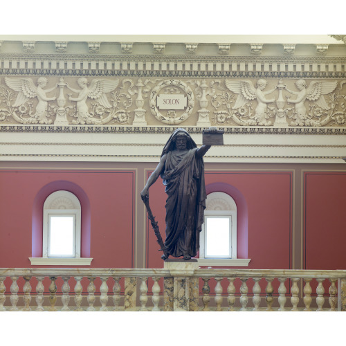 Main Reading Room. Portrait Statue Of Solon Along The Balustrade. Library Of Congress Thomas...